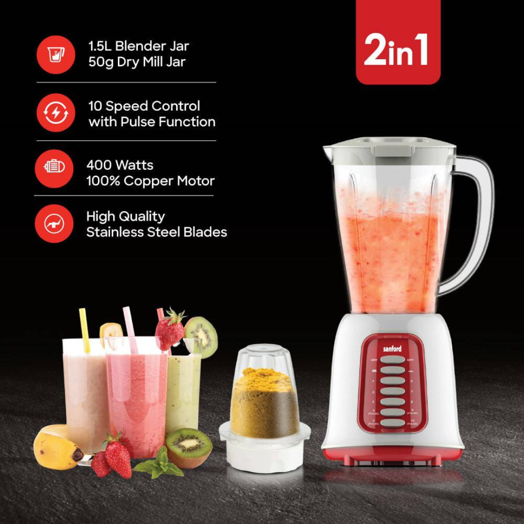 Sanford 2-in-1 Blender with Mill 400W 1.5L SF6820BR - Image 2