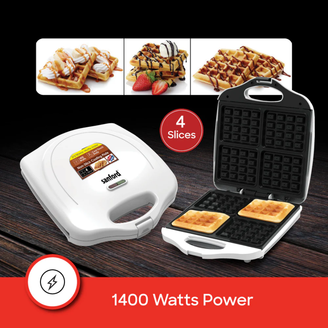 Sanford 4-Slice Waffle Maker with Non-Stick Plates & 1400W Thermostatic Control SF5780WM - Image 3