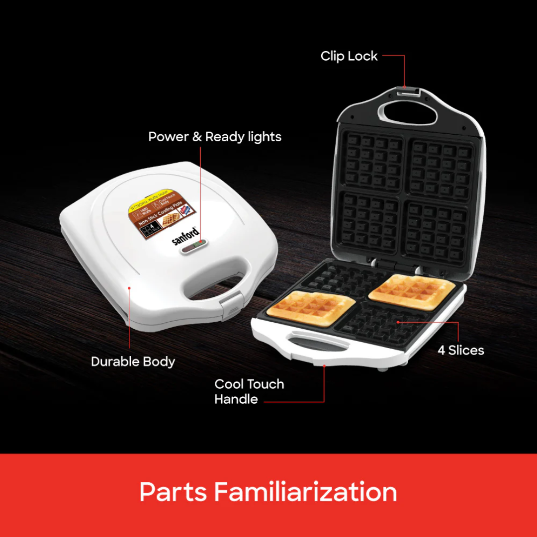 Sanford 4-Slice Waffle Maker with Non-Stick Plates & 1400W Thermostatic Control SF5780WM - Image 4