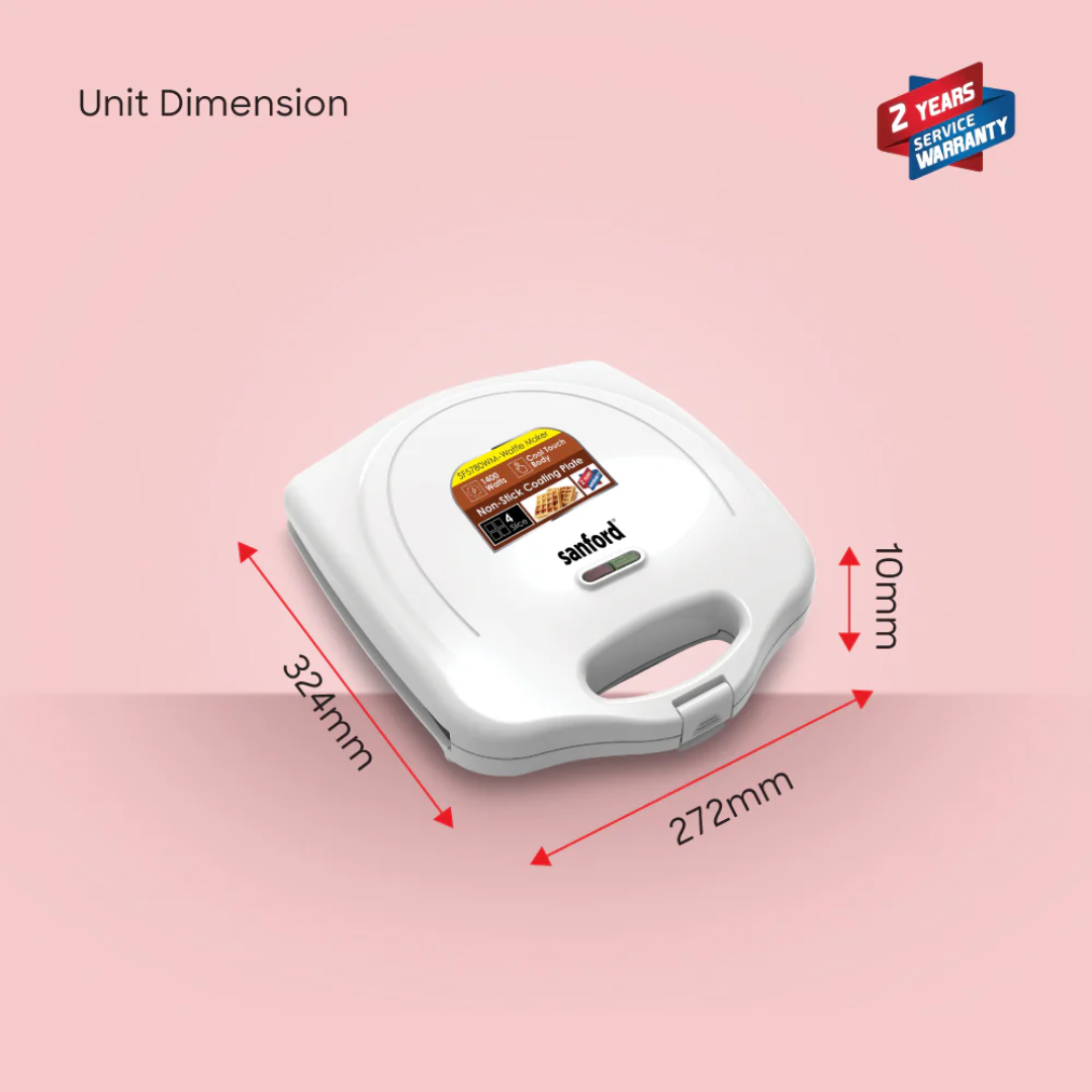Sanford 4-Slice Waffle Maker with Non-Stick Plates & 1400W Thermostatic Control SF5780WM - Image 5