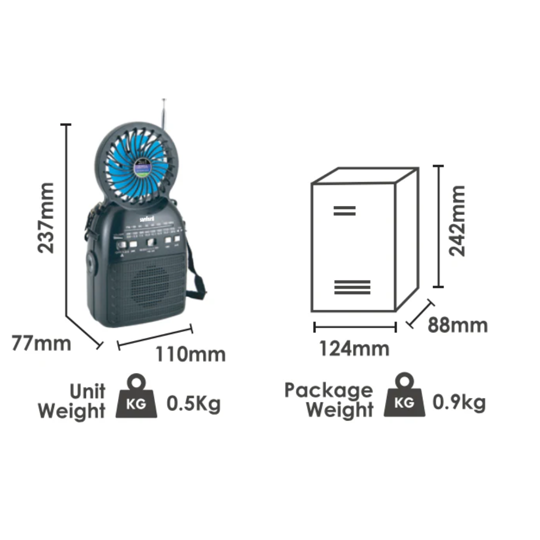 Sanford Multifunctional Portable Radio With Mini Fan SF1017PR - Image 2