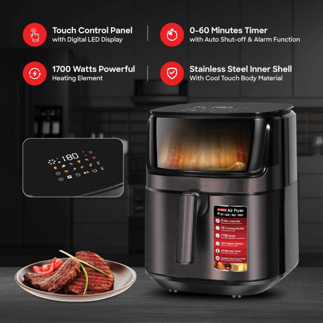 Sanford Premium 8.0L Air Fryer 1500W Touch Screen & Smart Presets SF2458AF - Image 2