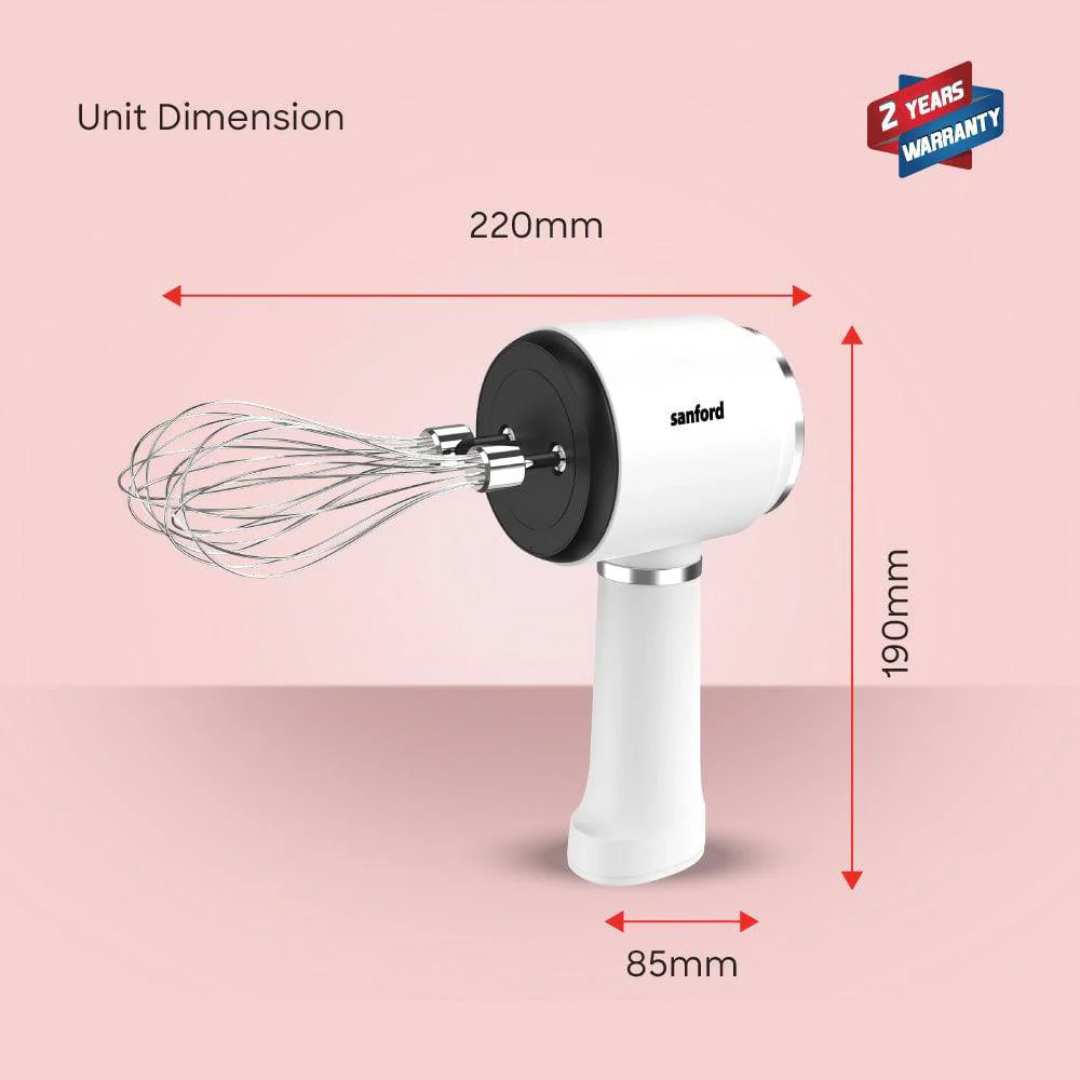 Sanford Rechargeable Hand Mixer with 3-Speed Stainless Steel Beaters SF1333HM - Image 5