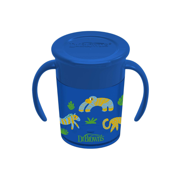 Dr. Brown's Training Sippy Cups Cheers360™ with Handles Blue Animal Deco, 200ML, 6m+-TC1006 - Image 2