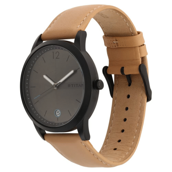 Titan Anthracite Dial Leather Strap Watch for Men - Image 2