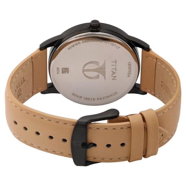 Titan Anthracite Dial Leather Strap Watch for Men - Image 4