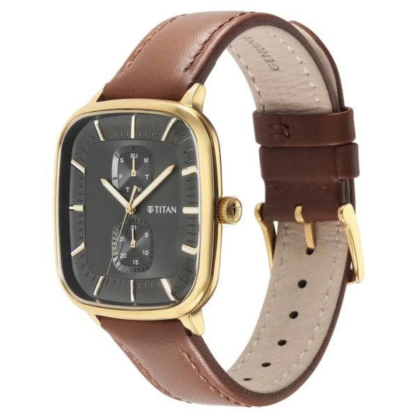 Titan Avant Garde Quartz Multifunction Anthracite Dial Stainless Steel Strap for Men - Image 2