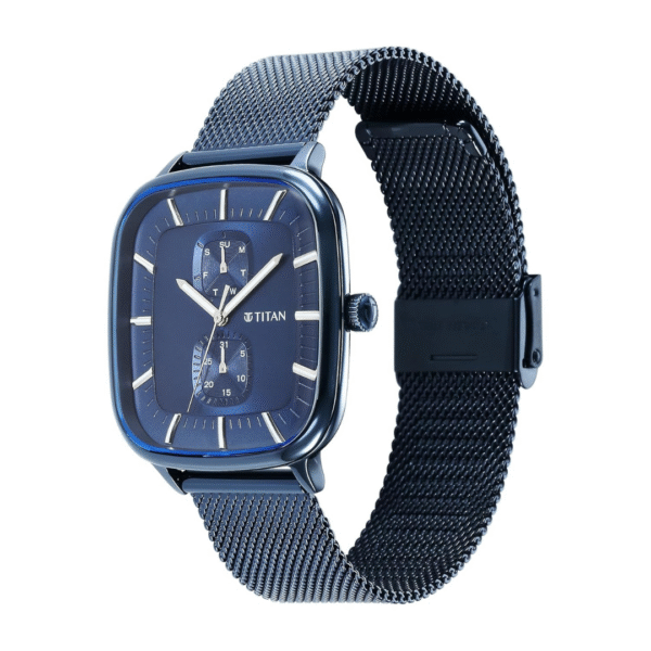 Titan Avant Garde Quartz Multifunction Blue Dial Stainless Steel Strap for Men - Image 2