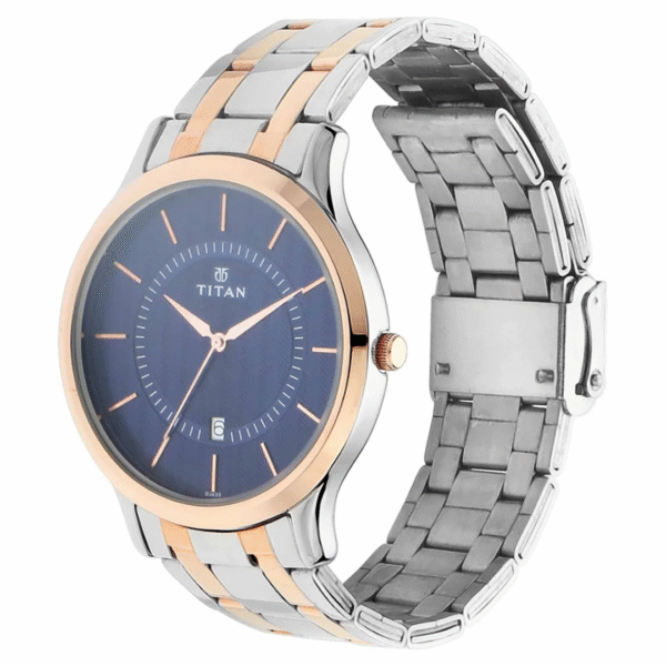 Titan Blue Dial Stainless Steel Strap Watch for Men - Image 2