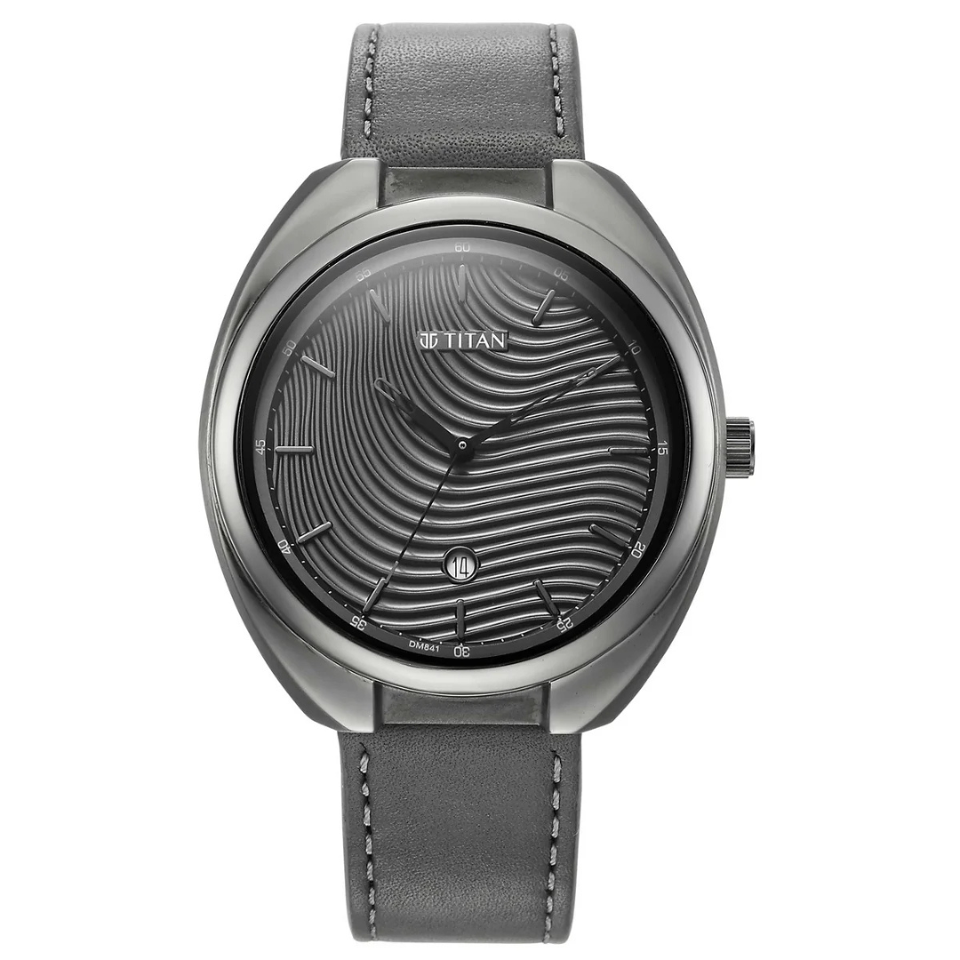 Titan Bolt Anthracite Dial Dark Grey Leather Strap Watch