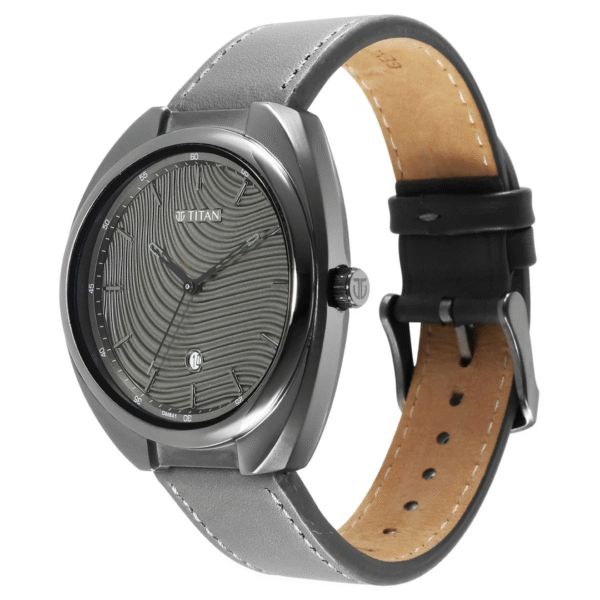 Titan Bolt Anthracite Dial Dark Grey Leather Strap Watch - Image 2