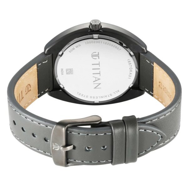 Titan Bolt Anthracite Dial Dark Grey Leather Strap Watch - Image 4