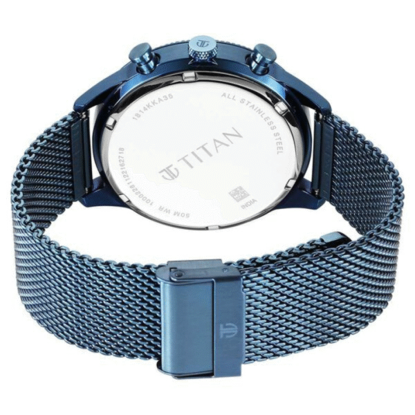 Titan Bolt Green Dial Stainless Steel Mesh Strap Watch for Men - Image 4