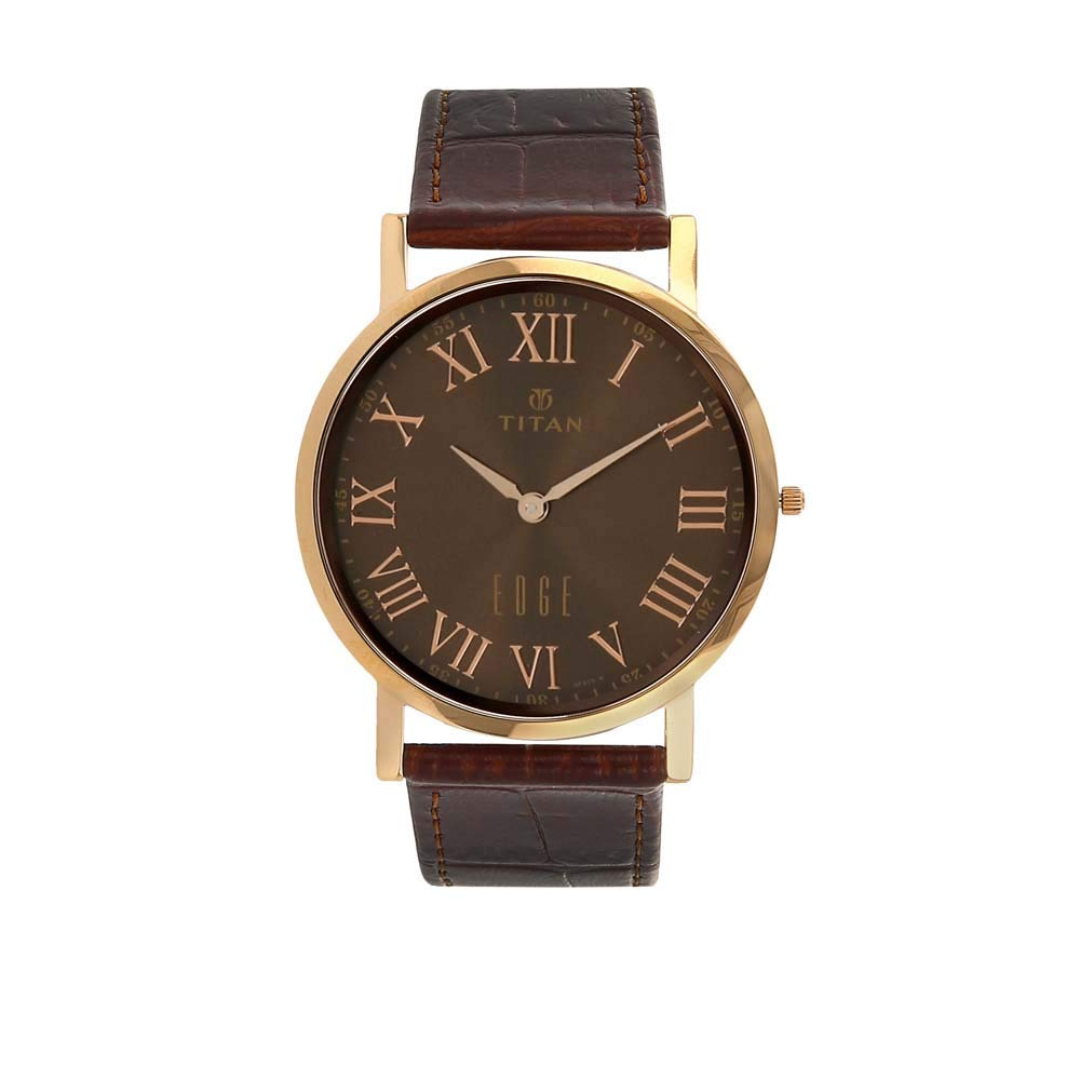 Titan Brown Dial Leather Strap Watch