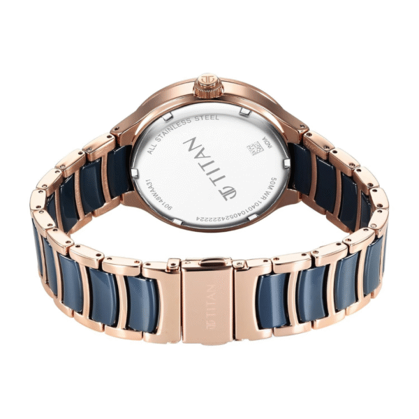Titan Ceramic Fusion 2.0 Rose Gold & Blue Dial Watch for Men - Image 4