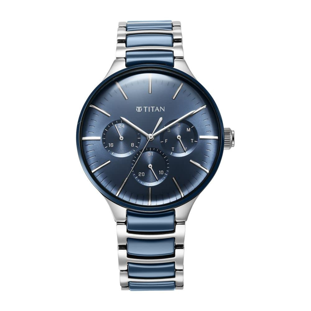 Titan Ceramic Fusion Blue Dial Multifunction Watch for Men