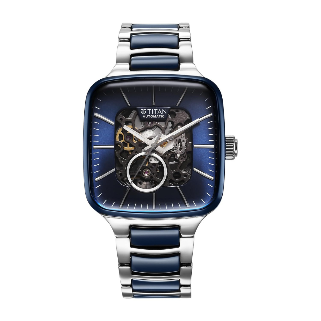 Titan Ceramic Fusion Skeleton Automatic Rich Blue Dial Watch for Men