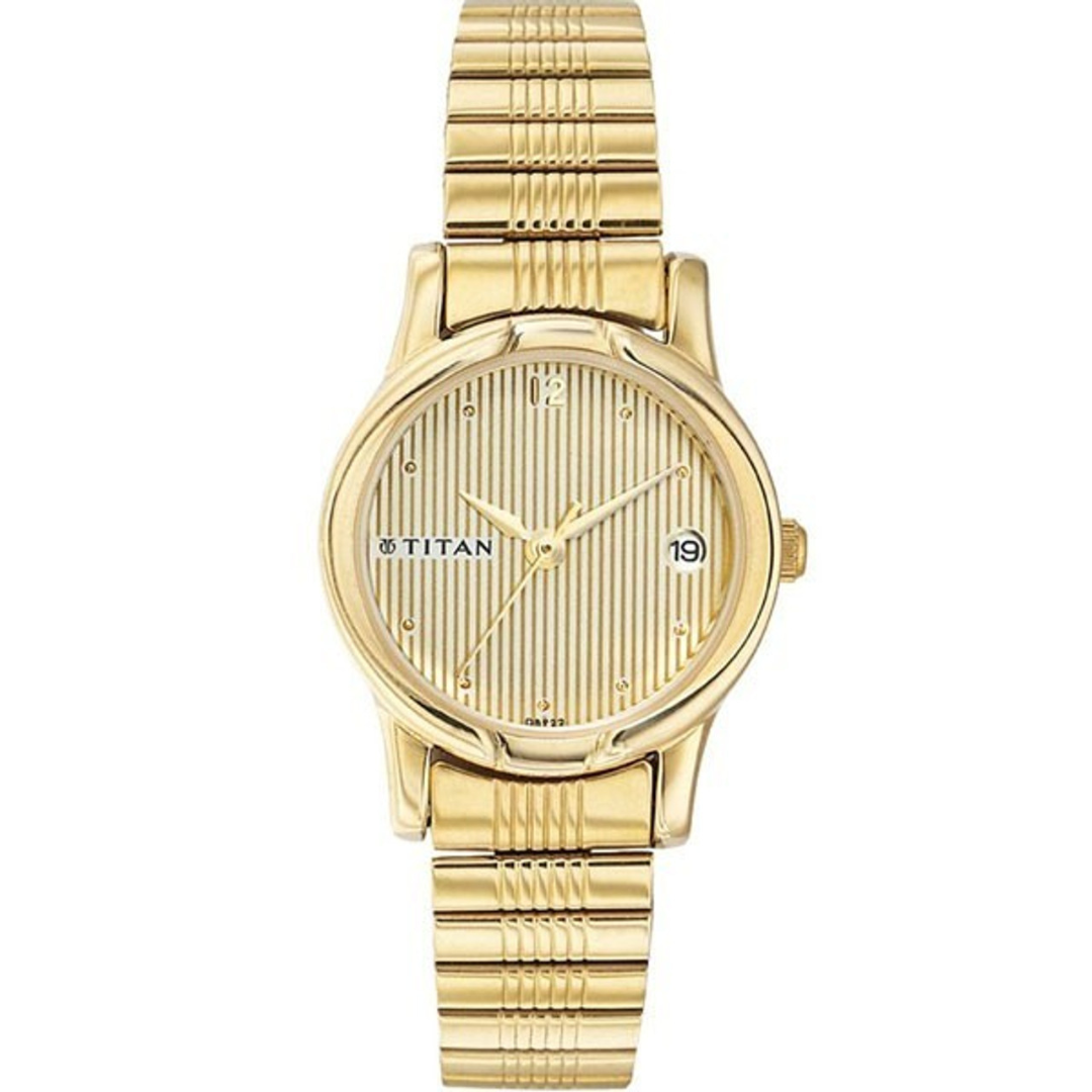 Titan Champagne Dial Metal Strap Watch
