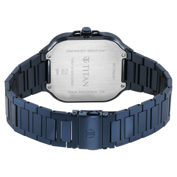 Titan Classic Slim Square Blue Dial Stainless Steel Watch for Men - Image 4