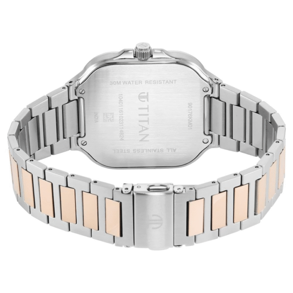 Titan Classic Slim Square Silver Dial Two-Toned Stainless Steel Watch for Men - Image 4
