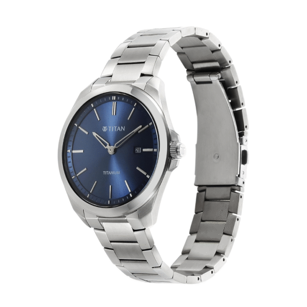 Titan Classic Slim Titanium Black Dial Leather Strap Watch for Men - Image 2