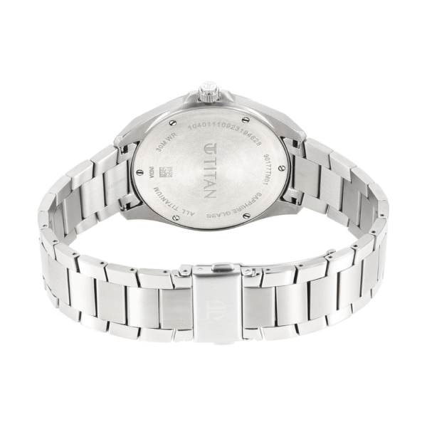 Titan Classic Slim Titanium Black Dial Leather Strap Watch for Men - Image 4