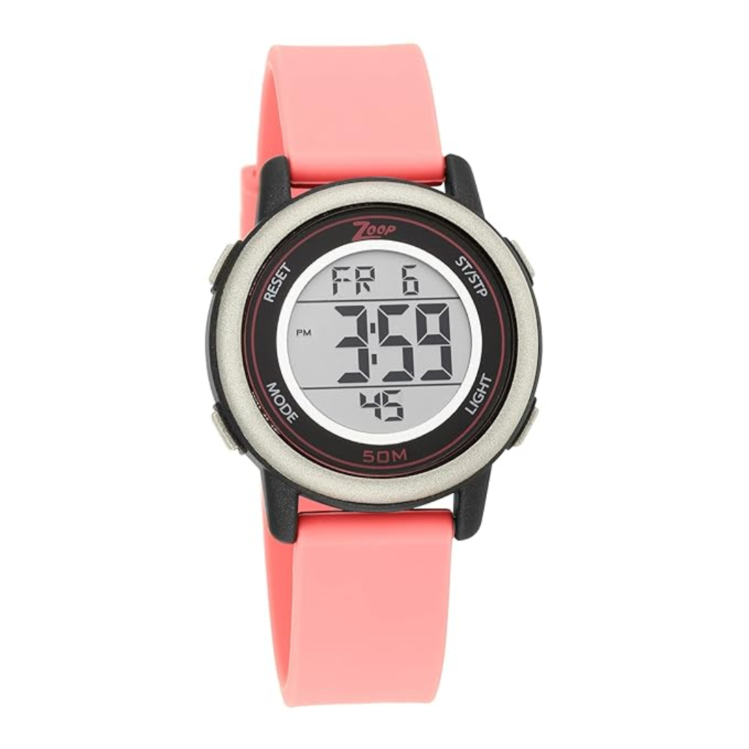 Titan Digital Watch With Pink Silicone Strap