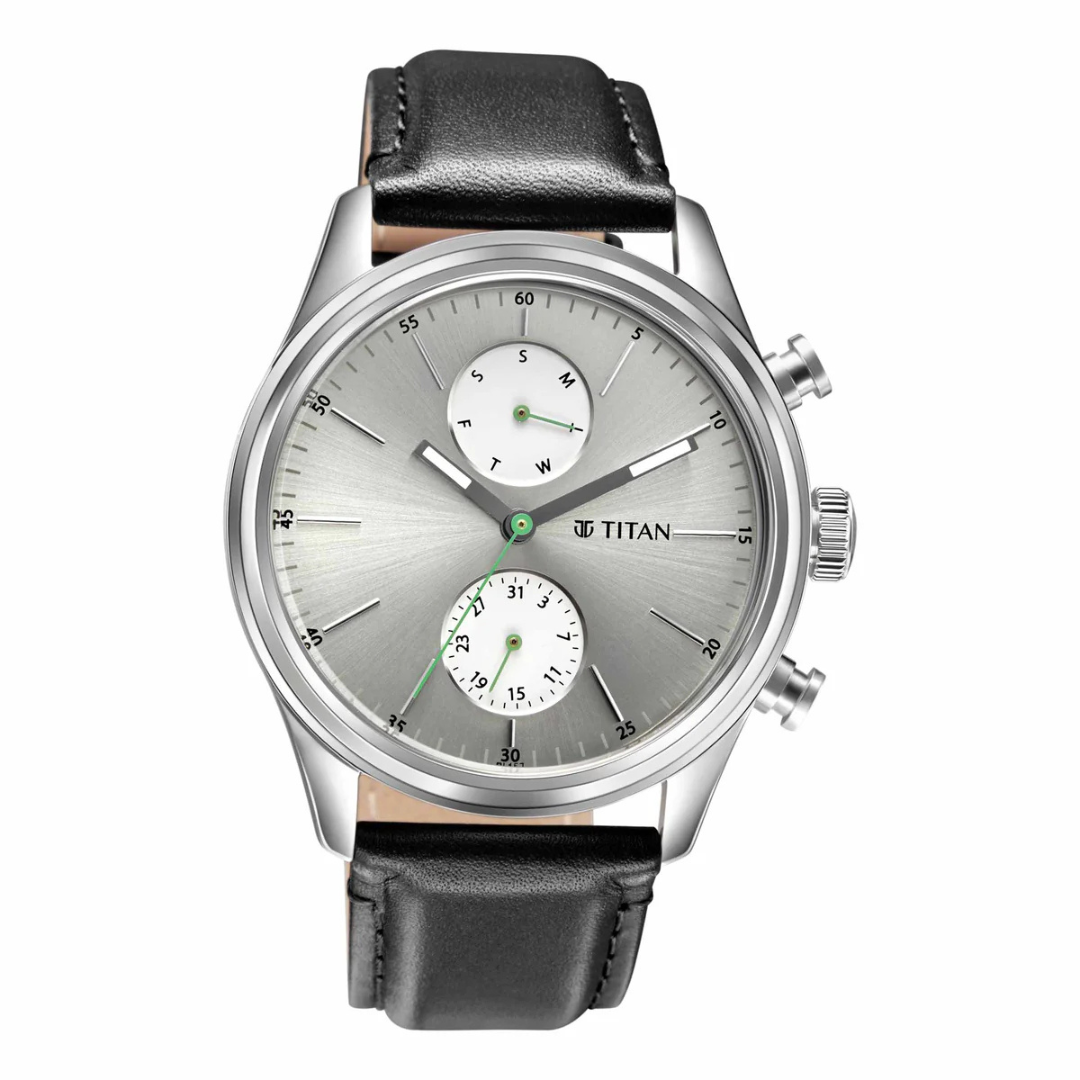 Titan ELMNT Grey Dial Leather Strap Watch for Men
