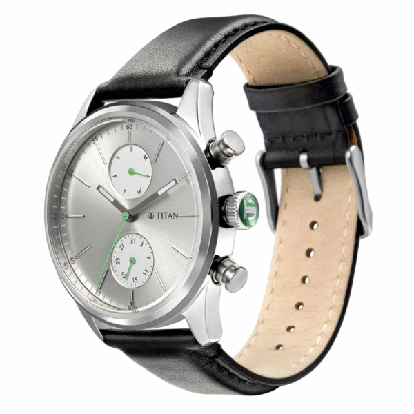 Titan ELMNT Grey Dial Leather Strap Watch for Men - Image 2