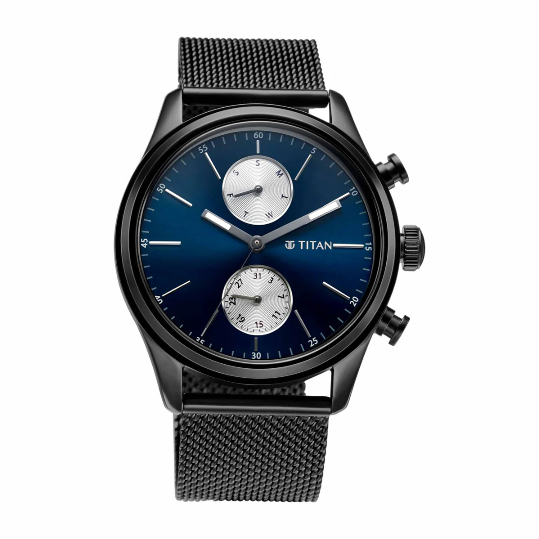 Titan ELMNT Midnight Blue Dial Stainless Steel Watch for Men