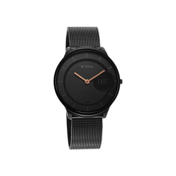 Titan Edge Baseline Black Dial Stainless Steel Strap Watch - Image 2