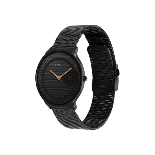 Titan Edge Baseline Black Dial Stainless Steel Strap Watch - Image 3