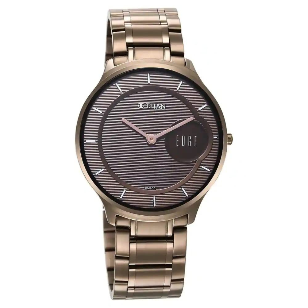 Titan Edge Baseline Dark Titanium Dial Stainless Steel Strap Watch