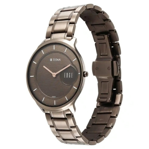 Titan Edge Baseline Dark Titanium Dial Stainless Steel Strap Watch - Image 2