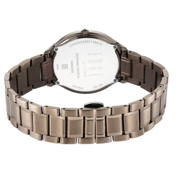 Titan Edge Baseline Dark Titanium Dial Stainless Steel Strap Watch - Image 4