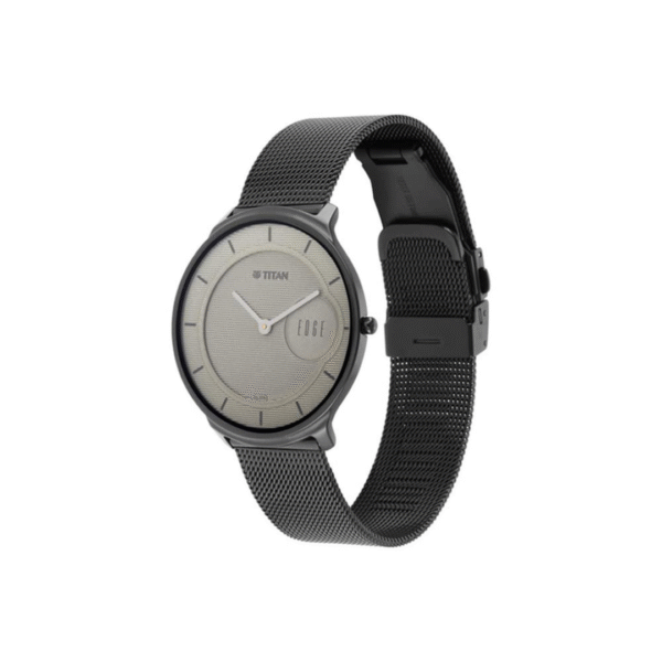 Titan Edge Baseline Watch with Beige Dial & Black Stainless Steel Strap - Image 3