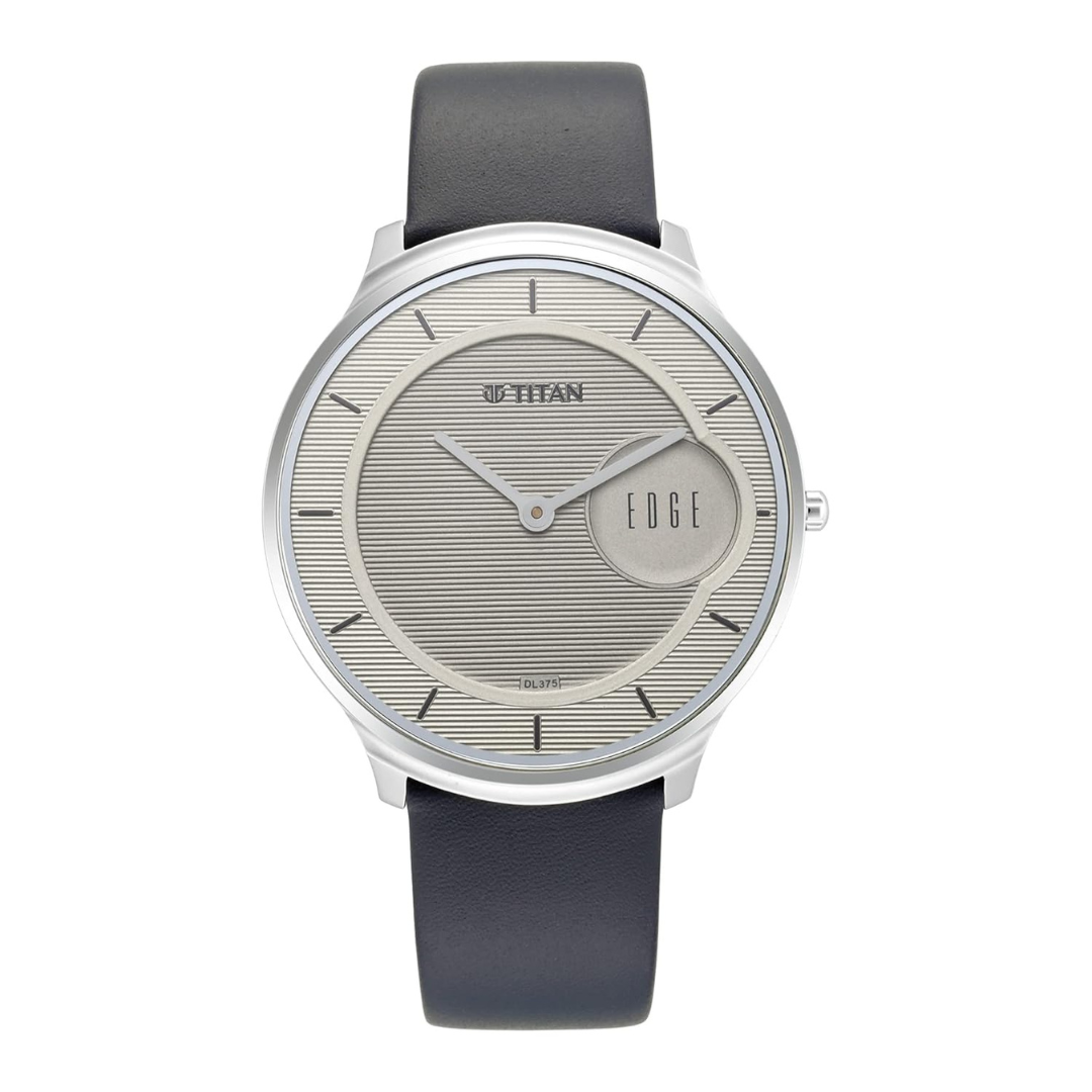 Titan Edge Baseline Watch with Grey Dial & Blue Leather Strap