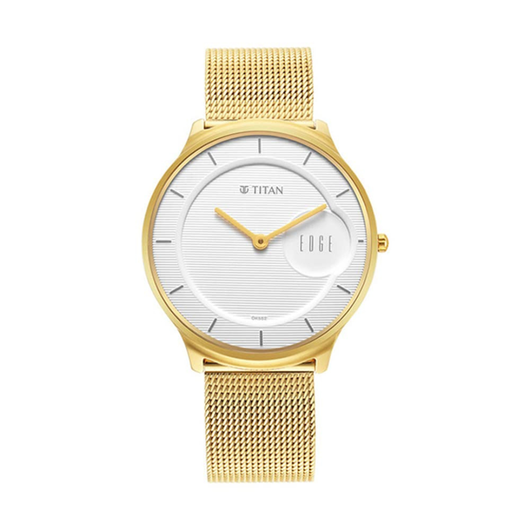 Titan Edge Baseline White Dial Stainless Steel Strap Watch