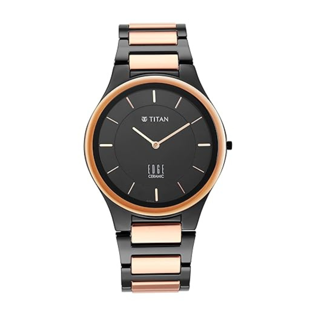 Titan Edge Ceramic Midnight Gold - Slimmest Ceramic Analog Watch