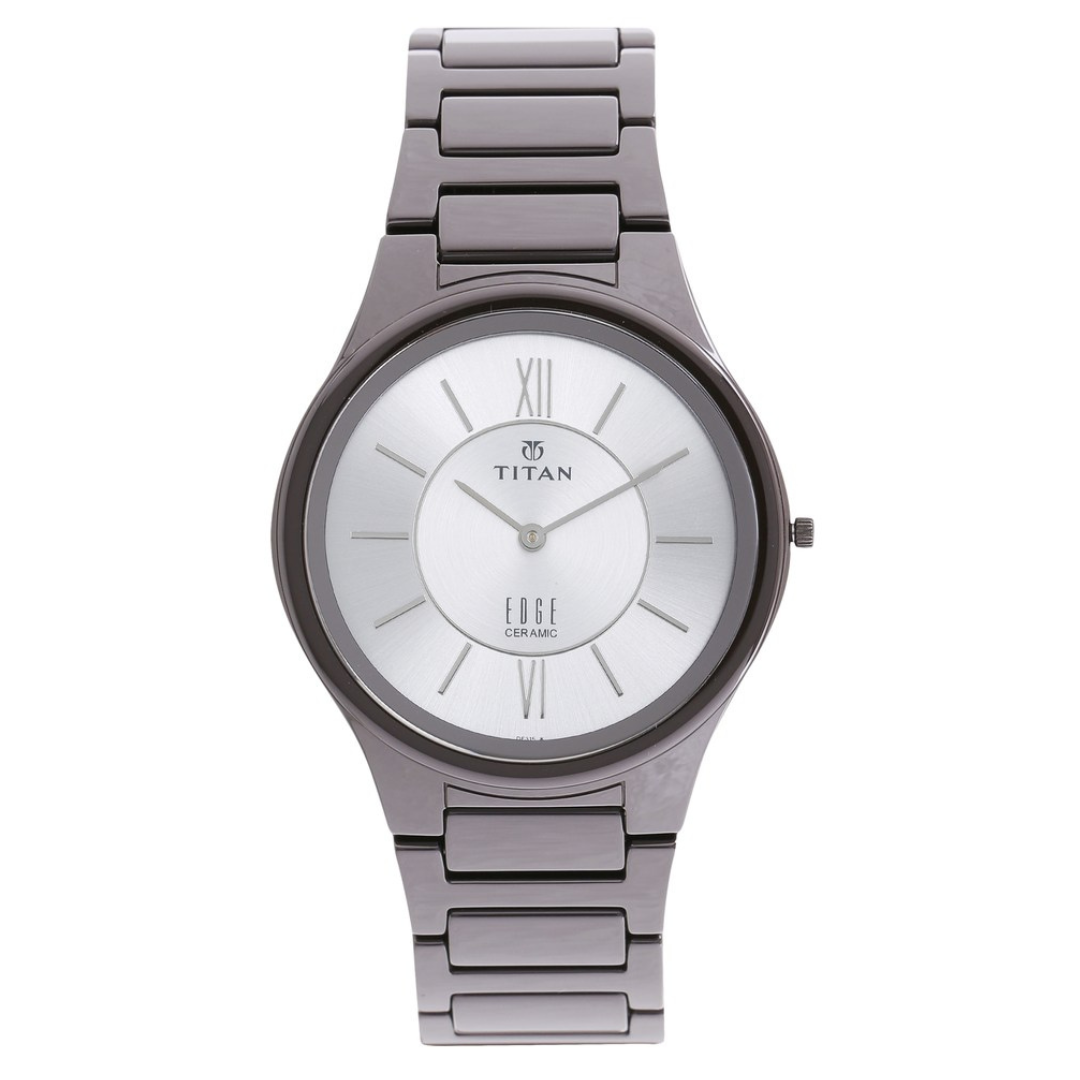 Titan Edge Ceramic Silver Dial Watch for Men