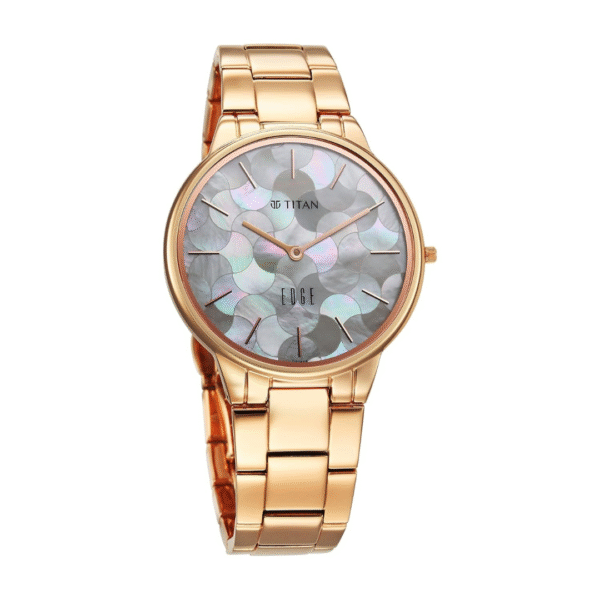 Titan Edge Metal Ladies Allure Quartz Analog Rich Mother Of Pearl Dial Stainless Steel Strap Watch For Women - Image 2
