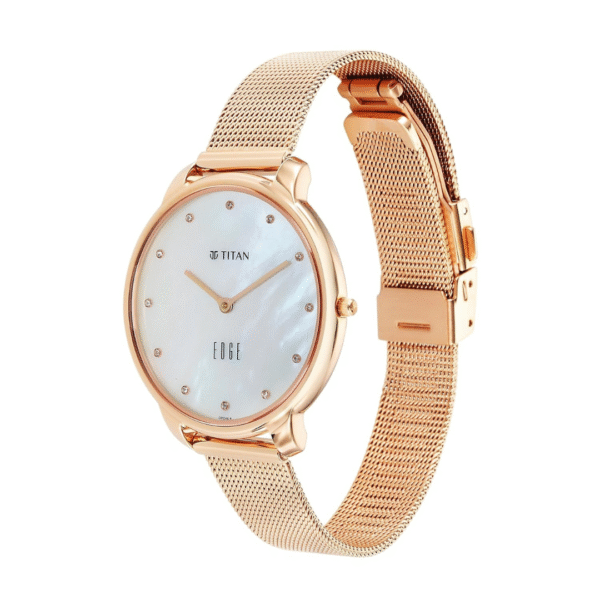 Titan Edge Metal Ladies Allure Quartz Analog Rich Mother Of Pearl Dial Stainless Steel Strap Watch For Women - Image 3