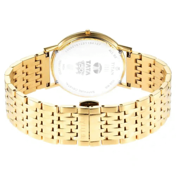 Titan Edge Metal Yellow Dial Leather Strap Watch Men - Image 4