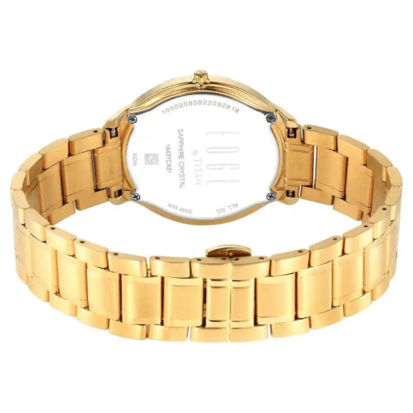 Titan Edge Metal Yellow Dial Stainless Steel Strap Watch for Men - Image 4