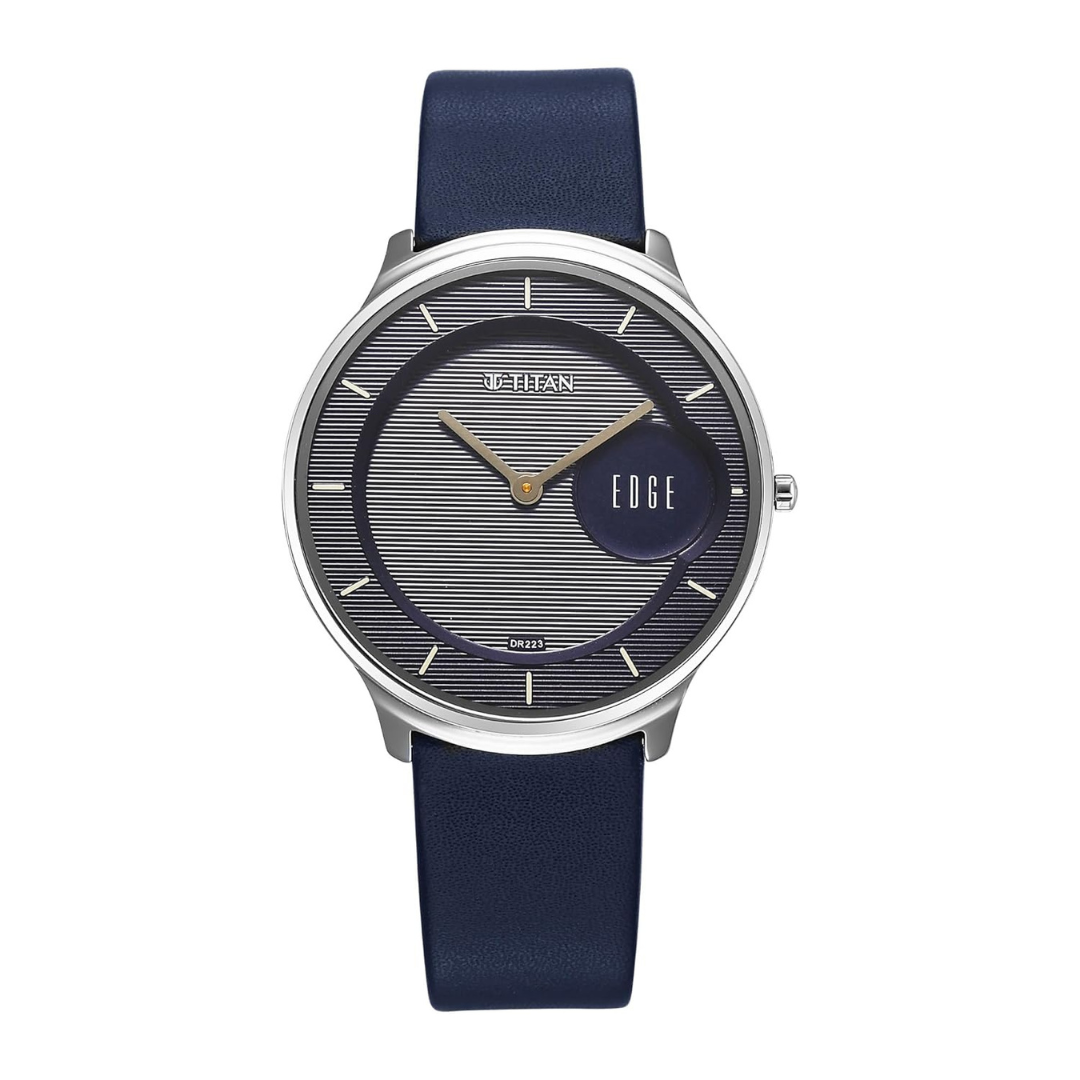 Titan Edge Murals Quartz Analog Blue Dial Blue Leather Strap Watch For Men