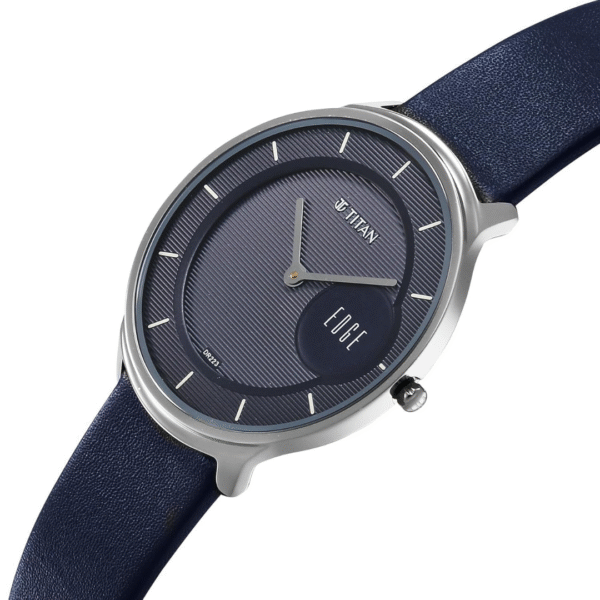 Titan Edge Murals Quartz Analog Blue Dial Blue Leather Strap Watch For Men - Image 4