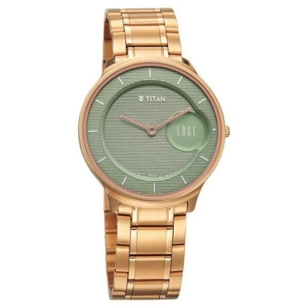 Titan Edge Murals Quartz Analog Green Dial Stainless Steel Strap Watch For Men - Image 2