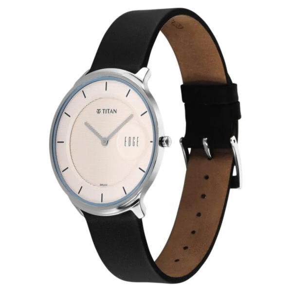 Titan Edge Murals Quartz Analog Pink Dial Black Leather Strap Watch For Men - Image 4