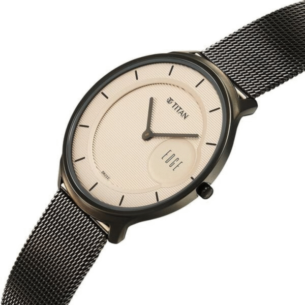 Titan Edge Murals Quartz Analog Pink Dial Grey Stainless Steel Strap Watch For Men - Image 3