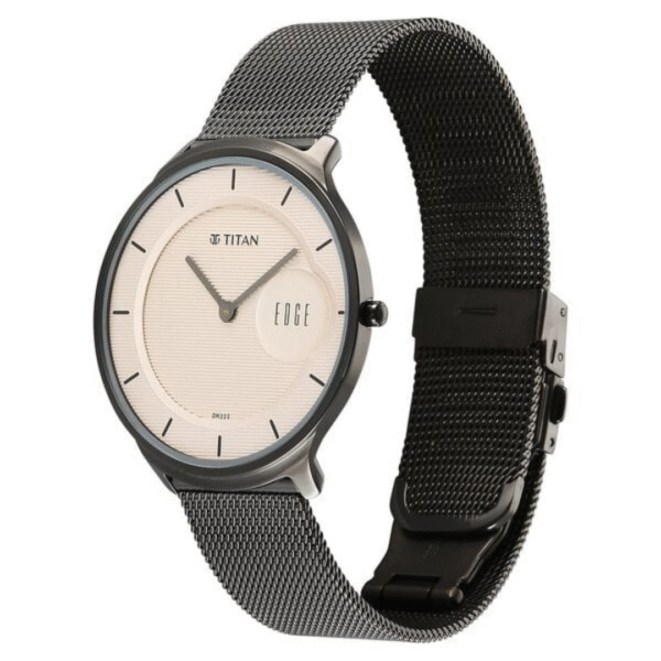Titan Edge Murals Quartz Analog Pink Dial Grey Stainless Steel Strap Watch For Men - Image 4